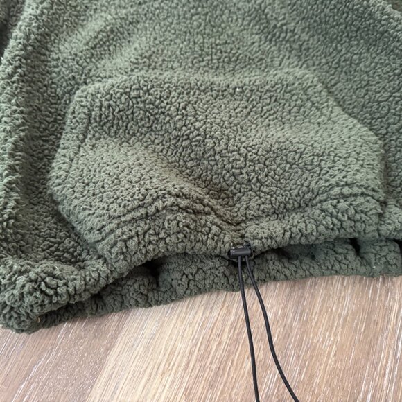 PINK Victoria's Secret Sherpa Pullover 3/4 Zip Jacket L EUC Forest Green - Picture 6 of 7